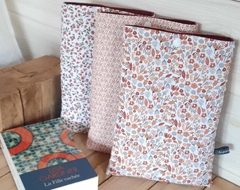 Pochette à livre de poche en coton imprimé, étui à livre, idée cadeau Noël, maîtresse...