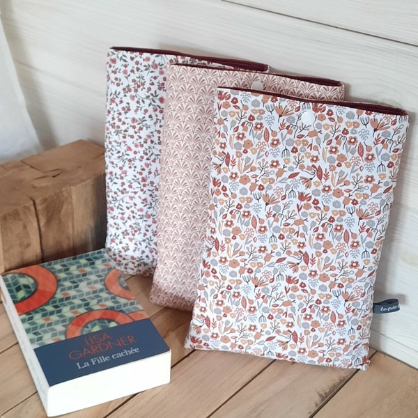 Pochette à livre de poche en coton imprimé, étui à livre, idée cadeau Noël, maîtresse...