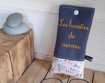 Etui à lunettes personnalisé en coton imprimé, idée cadeau fêtes des mères, anniversaire, cadeau de noël