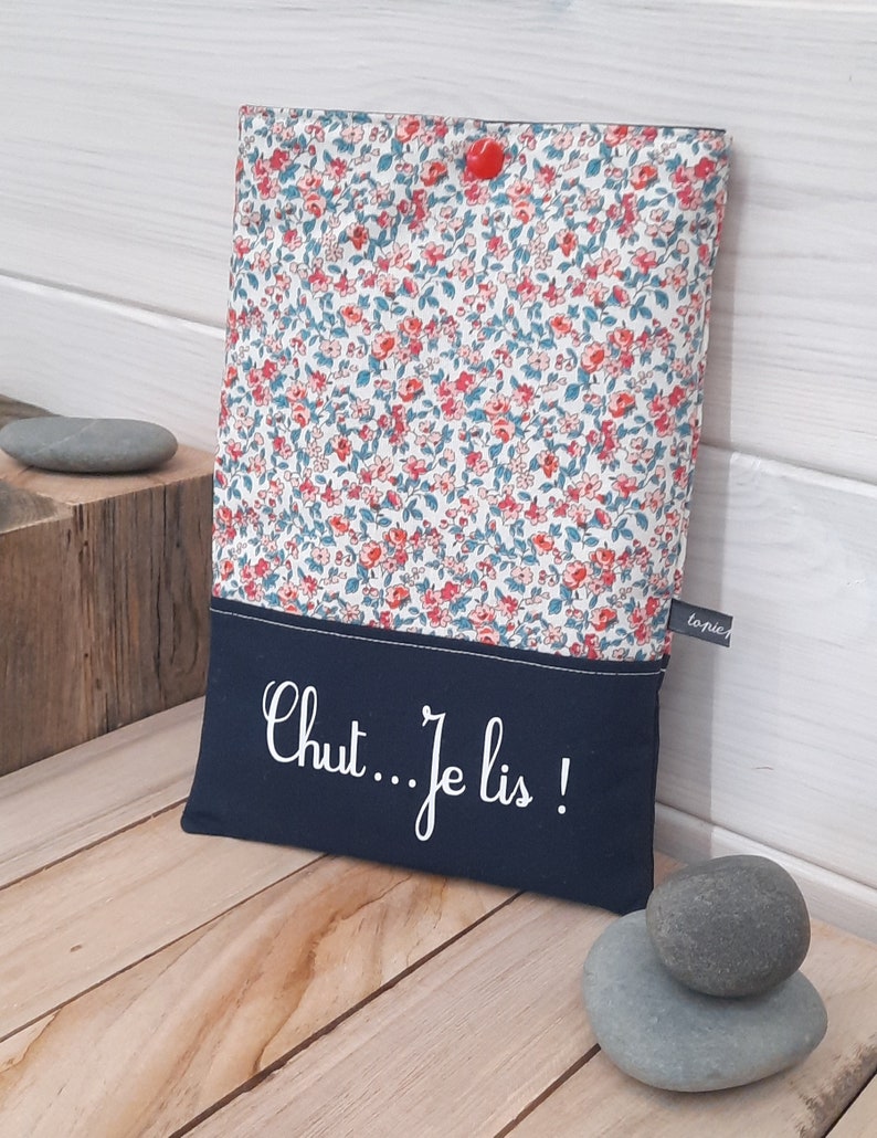 Pochette à livre de poche en coton imprimé, étui à livre, idée cadeau Noël, maîtresse... 1