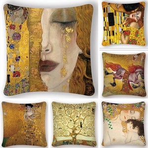 Housse de coussin originale impression d'art Gustave Klimt maison décoration salon canapé 45 cm x 45 cm image 1