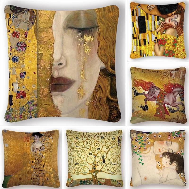 Crochet Pillow Cover Kandinsky Klimt, Squishy Colourful Artistic