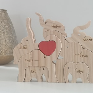 Puzzle Animaux en Bois Pour Adultes et Enfants, Pièces en forme d'animaux,  casse-tête en bois - ELEPHANT