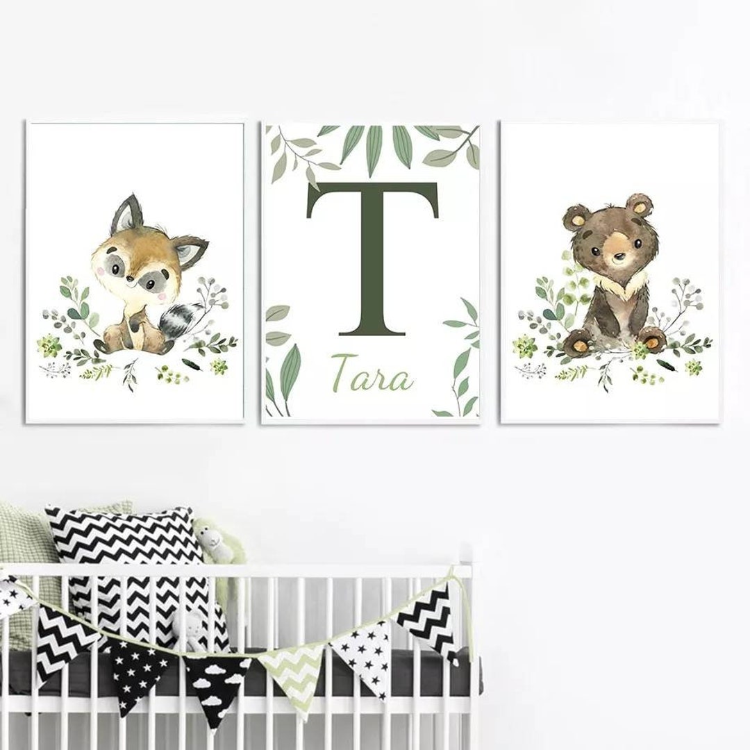 3 Posters 100 Cotton Personalized Wall Decoration Boy's Bedroom Letter