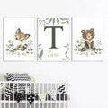 3 posters 100% cotton personalized wall decoration boy's bedroom letter first name animals savannah giraffe tiger birth newborn baby product logo