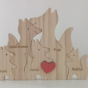 Puzzle verticale in legno personalizzato con i nomi dei membri della famiglia incisi su animali, decorazione, regalo, da 3 a 7 nomi immagine 2