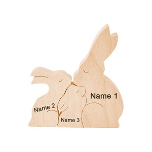 Puzzle verticale in legno personalizzato con i nomi dei membri della famiglia incisi su animali, decorazione, regalo, da 3 a 7 nomi immagine 7