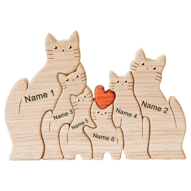 Puzzle verticale in legno personalizzato con i nomi dei membri della famiglia incisi su animali, decorazione, regalo, da 3 a 7 nomi immagine 4