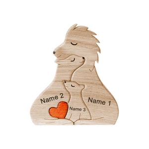 Puzzle verticale in legno personalizzato con i nomi dei membri della famiglia incisi su animali, decorazione, regalo, da 3 a 7 nomi immagine 5