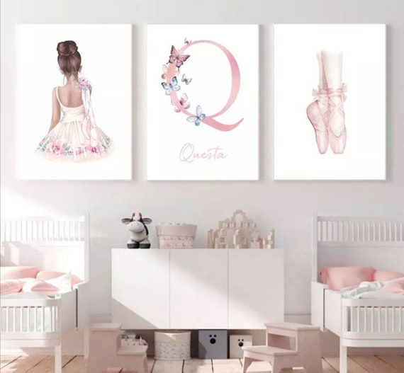 3 affiches 100% coton décoration murale personnalisée chambre lettre prénom  licorne princesse naissance nouveau-né bébé -  France