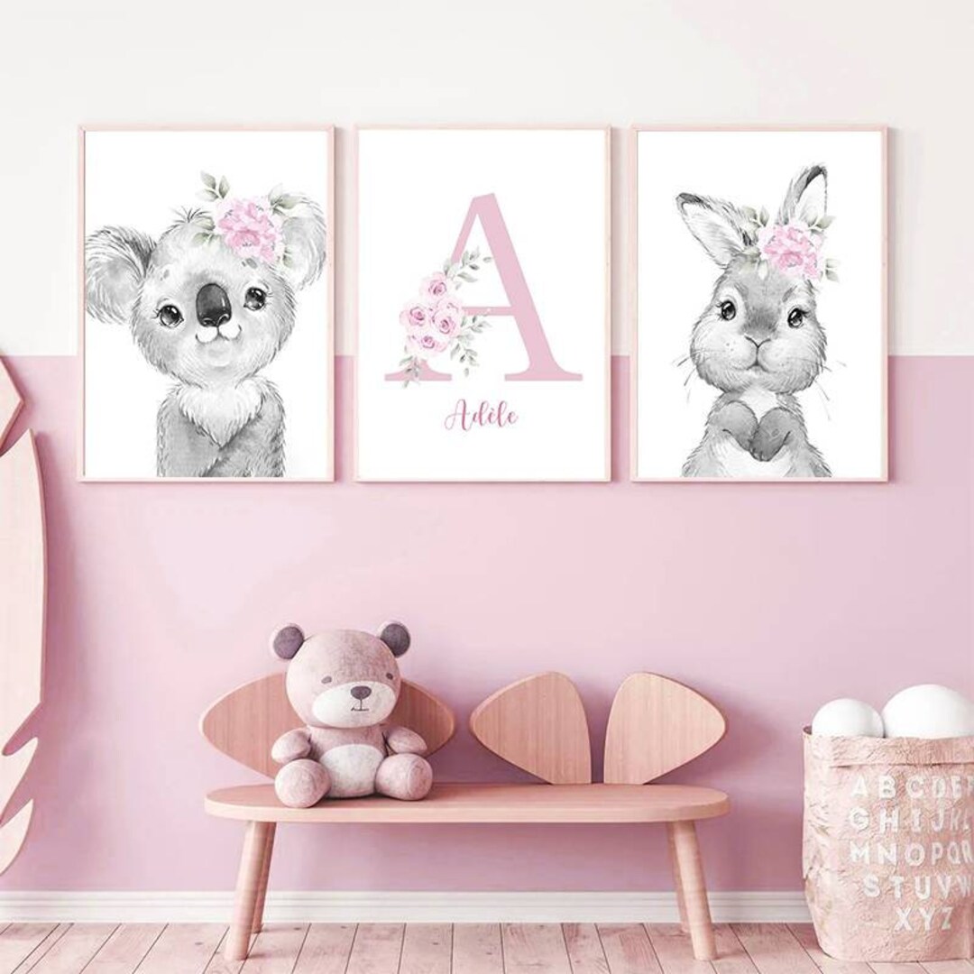 3 Posters 100 Cotton Personalized Wall Decoration Child's Etsy