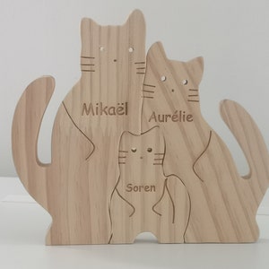 Puzzle verticale in legno personalizzato con i nomi dei membri della famiglia incisi su animali, decorazione, regalo, da 3 a 7 nomi immagine 3