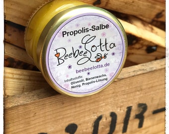 Propolis-Salbe im Glas - handmade - mit eigenem Bienenwachs und Honig (20 Gramm)