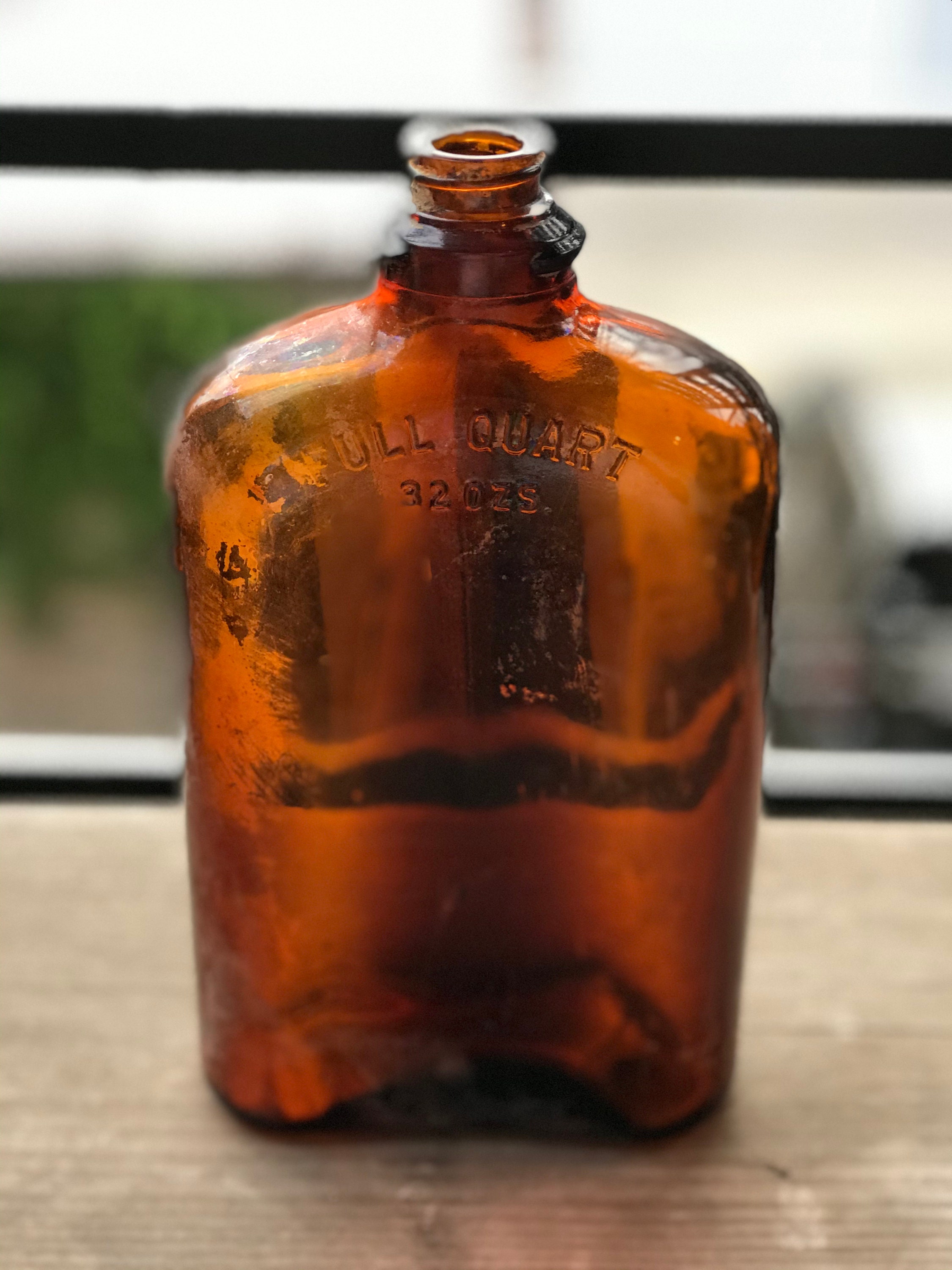 Quart Brown Alcohol Flask Etsy