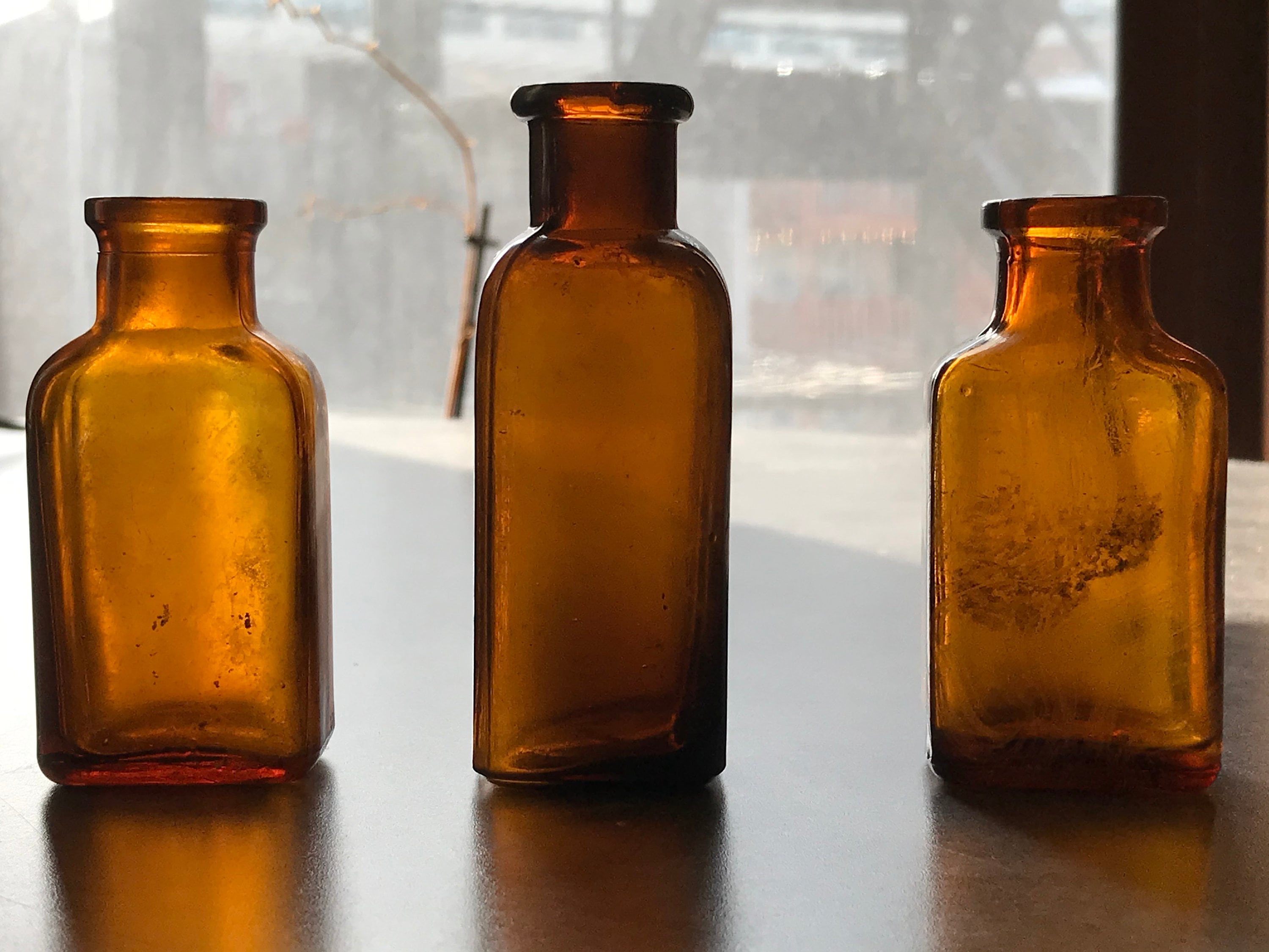 Set of 3 brown cork top bottles Etsy