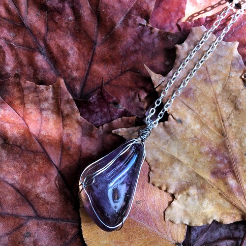 Silver Wire Wrapped Ametrine shops Crystal Necklace, Tumble Stone, Magical Witchy Gifts