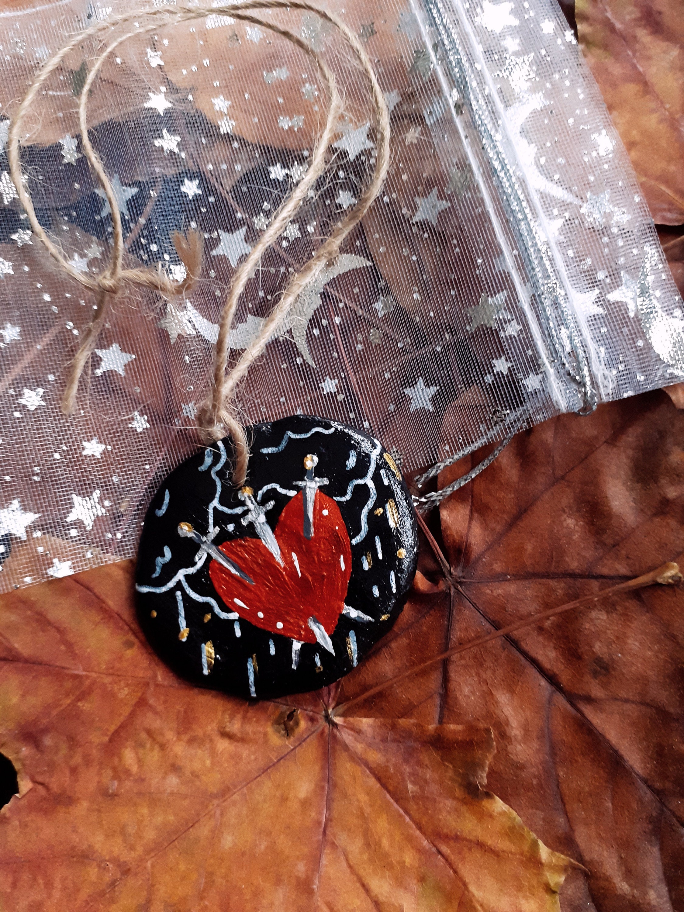 Les Trois d'épées, Ornement Mural en Céramique Inspiré Du Tarot, Décoration Intérieure, Cadeaux Magi