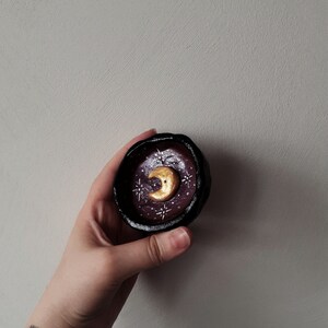 Golden Crecent Moon, Ceramic Incense Holder, Magical Witchy Gifts image 3