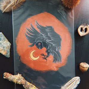 Black Barn Owl // Halloween Familiar Series 2024 // Illustration Art Print