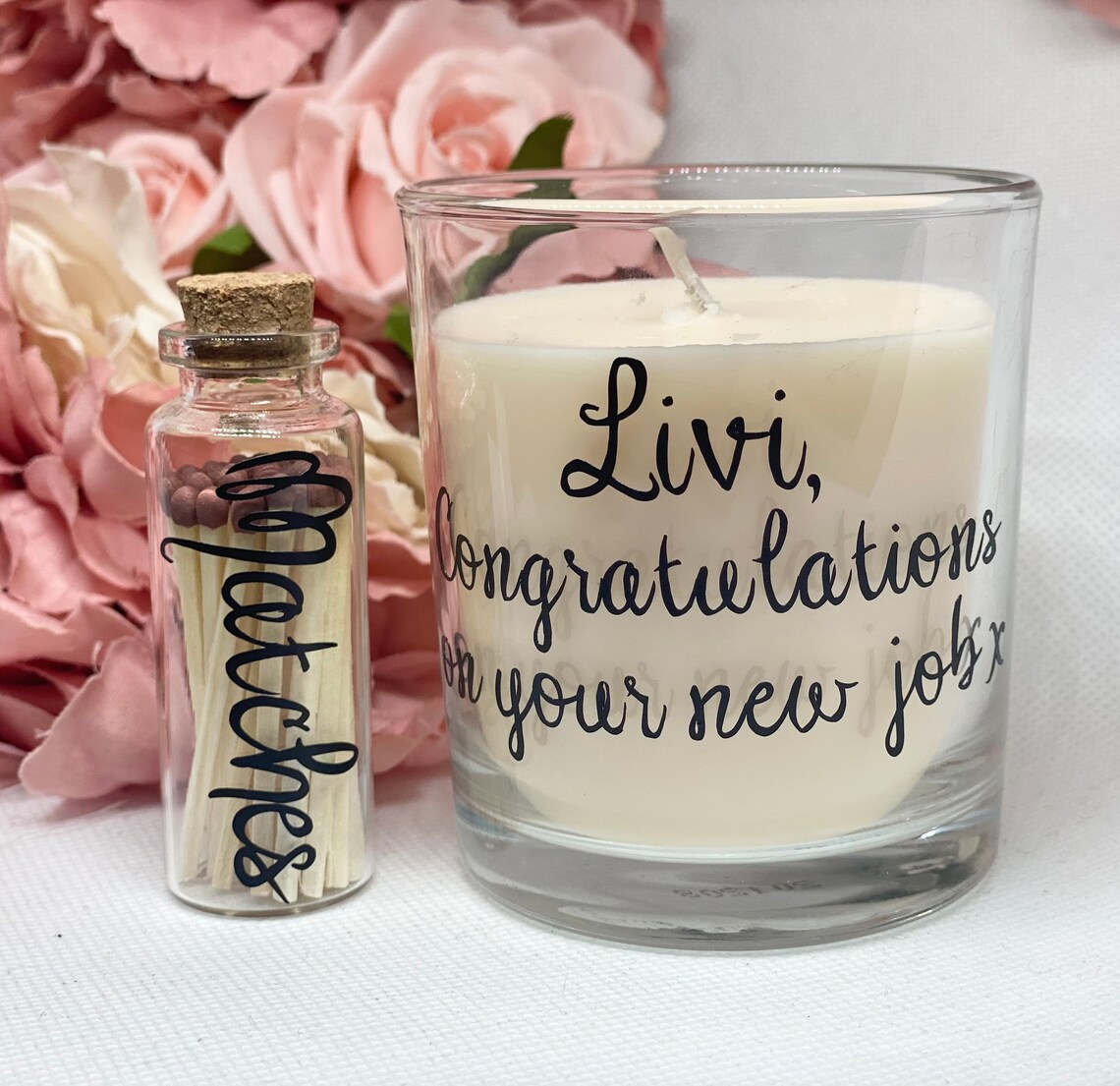 Personalised Candle and matches gift New Job Promotion Etsy