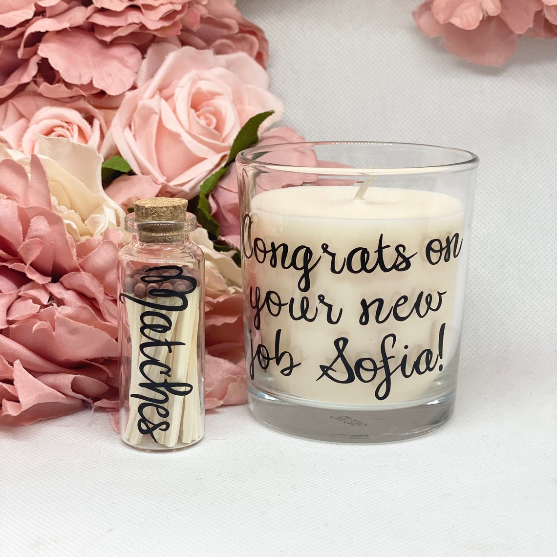 Personalised Candle and matches gift New Job Promotion Etsy