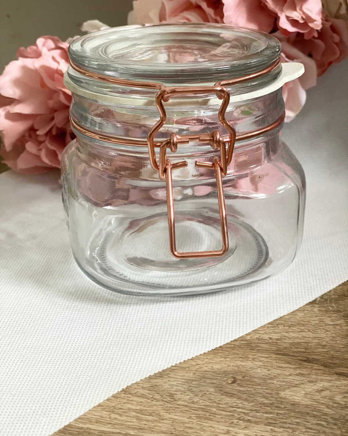 Small Rose Gold Glass Storage Jar Tea Coffee Sugar Hot Etsy