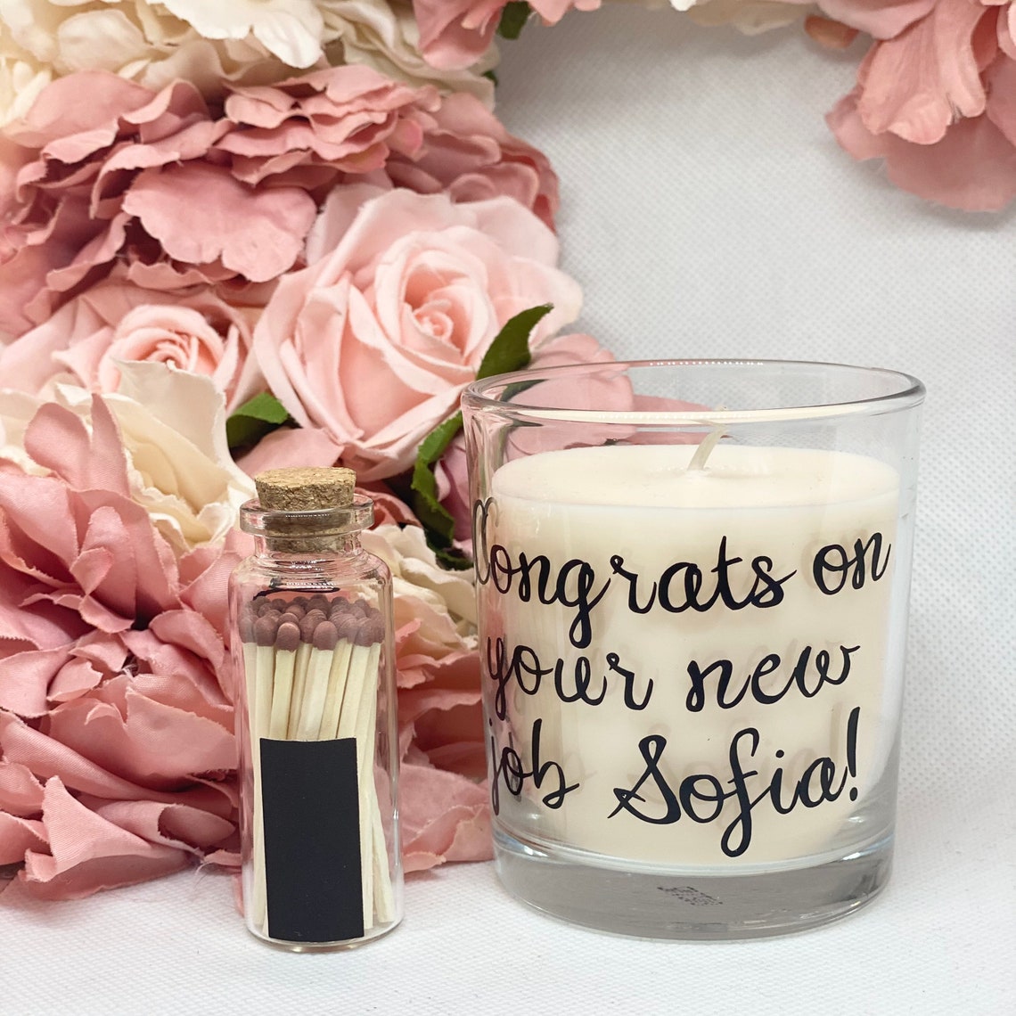 Personalised Candle and matches gift New Job Promotion Etsy