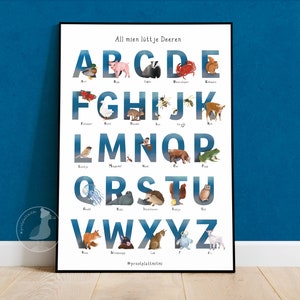 Alphabet Poster auf Plattdeutsch, ostfrisiesisch, Tier-ABC für das Kinderzimmer
