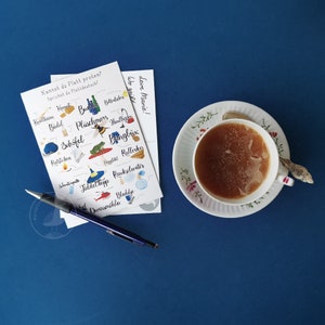 Postkartenset mit plattdeutschem Motiv Schietweer - Tier-Alpbatbet Reihe - Wimmelbild - freie Motivwahl