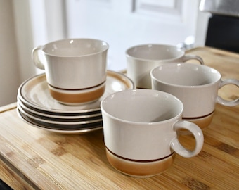 Hearthside Japan Hand Decorated Stoneware "Watercolors" | Teacups and Saucers Set