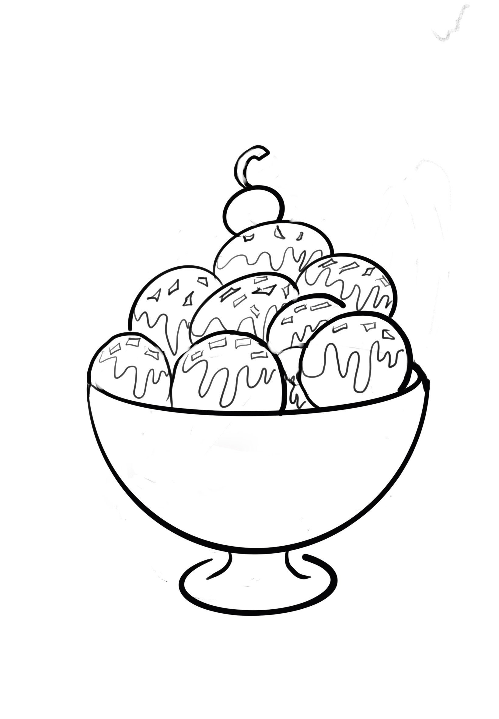 Ice Cream Bowl Coloring Page