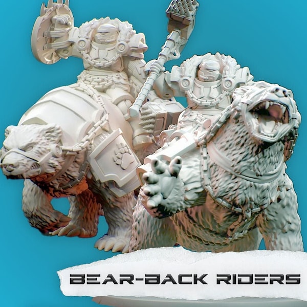 Space Bears - Space Bear Cavalry - Bear-Back Riders - 3D Printed Miniatures - Tabletop Time