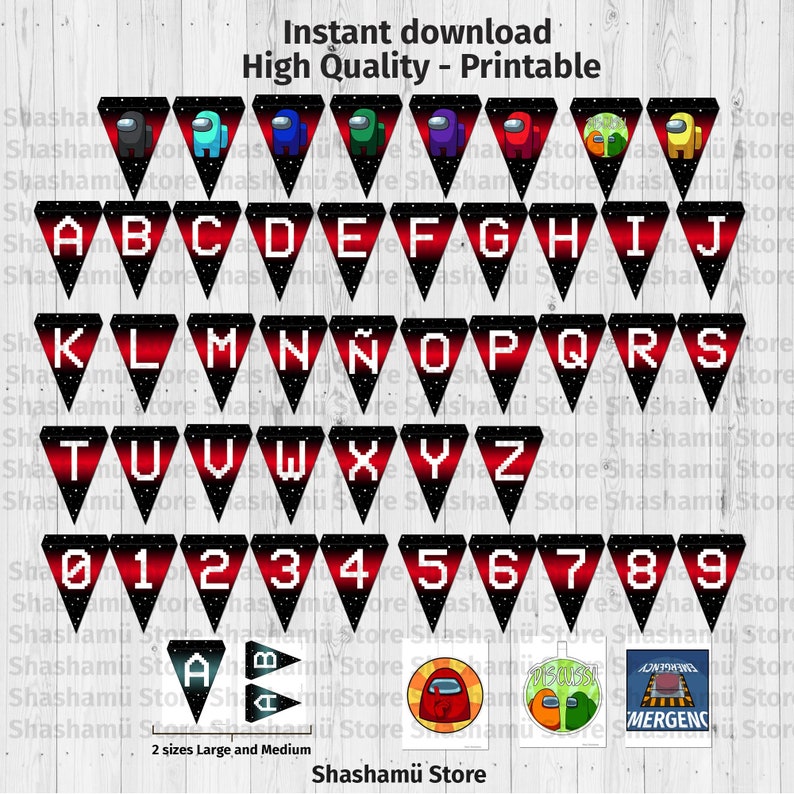 among us impostor happy birthday banner full alphabet etsy