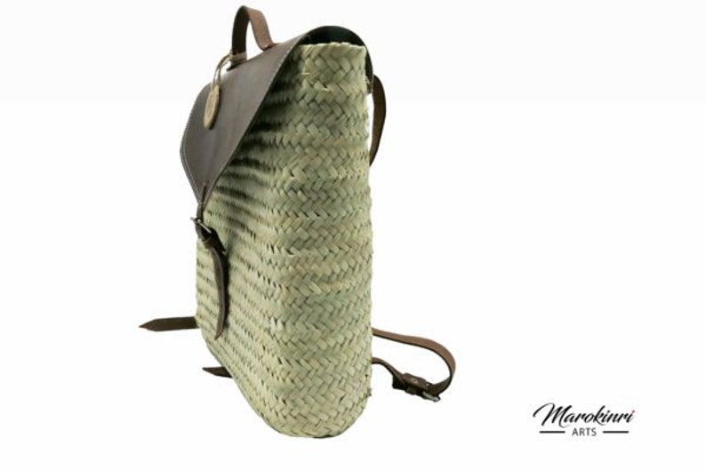 Luxury Straw Leather Backpack Beach Backpack Market Basket Etsy