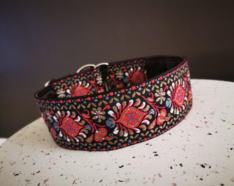 Collar Martingale Floral para Perros: Forrado en Satén, Grande, 5 cm (2 pulgadas)