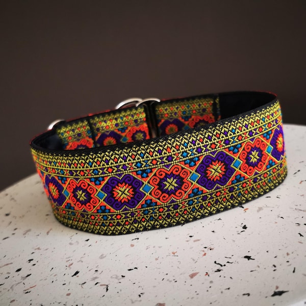 Satin Lined Martingale Dog Collar: Adjustable Slip-On, 2 inch