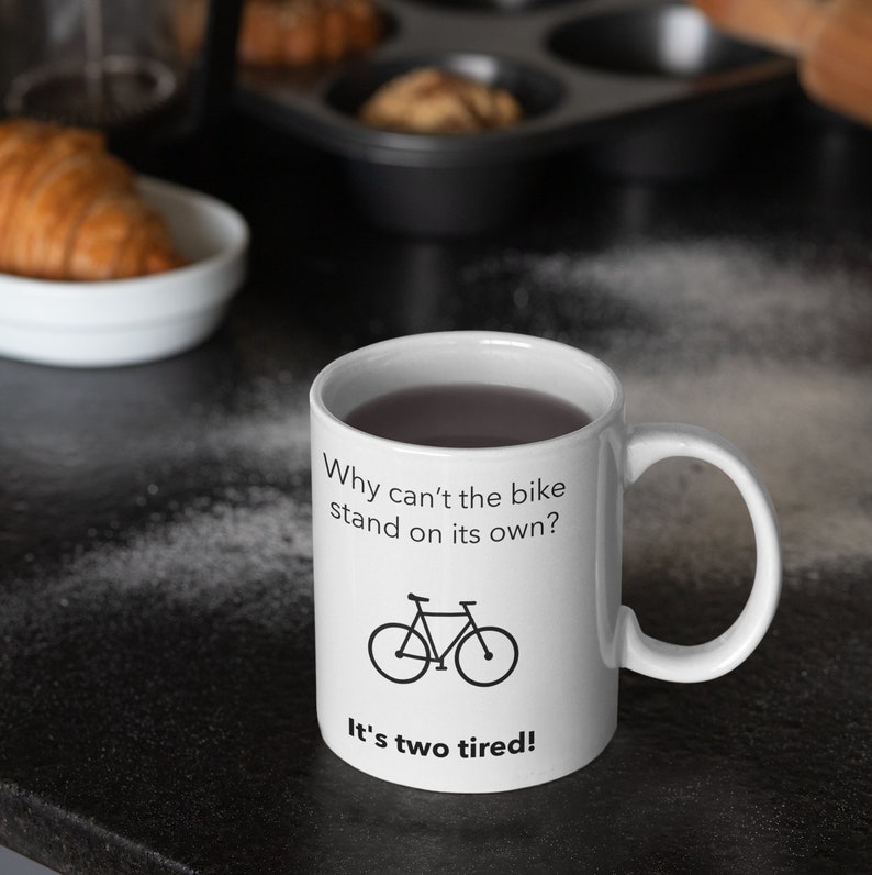 Dad Joke Bike Can't Stand It's Two Tired Gift Coffee Etsy