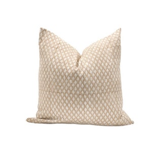 SYDNEY || Designer tan hand-block floral pillow cover