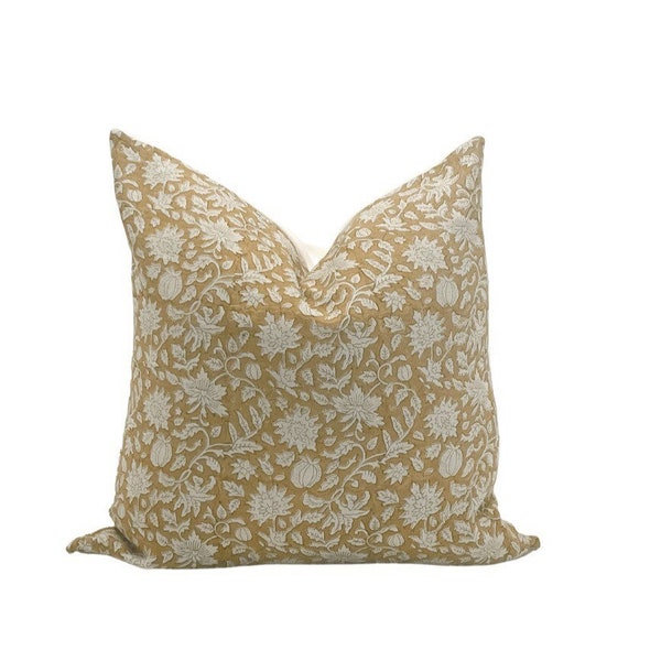 POSEY || Hand block designer marigold/deep mustard pillow cover