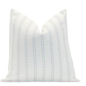 CHARLESTON BLUE || Simple beige and blue striped coastal pillow cover