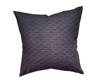 PATRICE || Deep plum handblock floral designer pillow