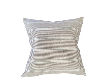 FRANK || Designer beige and blue stripe pillow cover