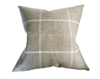 EARL || Grey plaid fall pillow