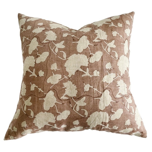 TAY || Mauve handblock floral designer pillow