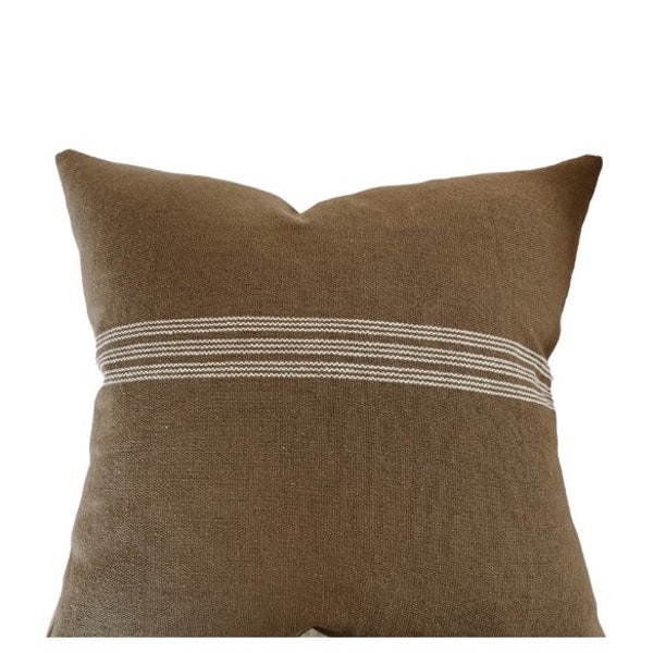 FARROW || Simple brown with cream stripe  pillow cover