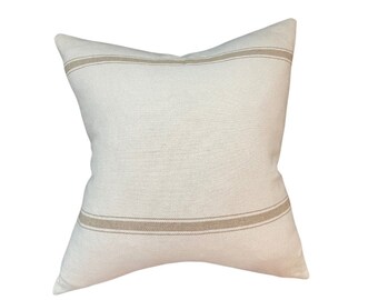 LINUS || Simple cream with tan/brown dual sided pillow cover