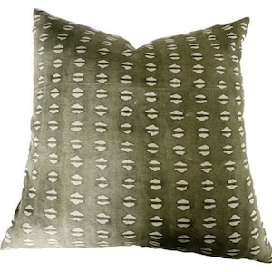 WELLS || Green geo hand block designer pillow cover