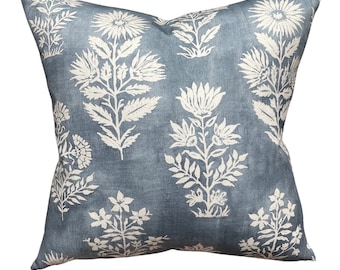 LOGAN || Country blue background and large white flower pillow cover