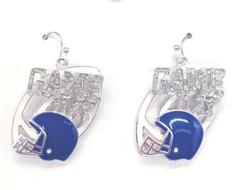 Football Helm Spiel Tag Kristall Ohrringe blau