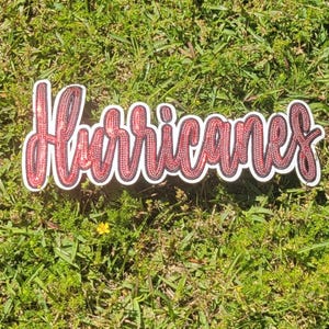 Hurricanes Applique Sequin Red Script Patch image 9